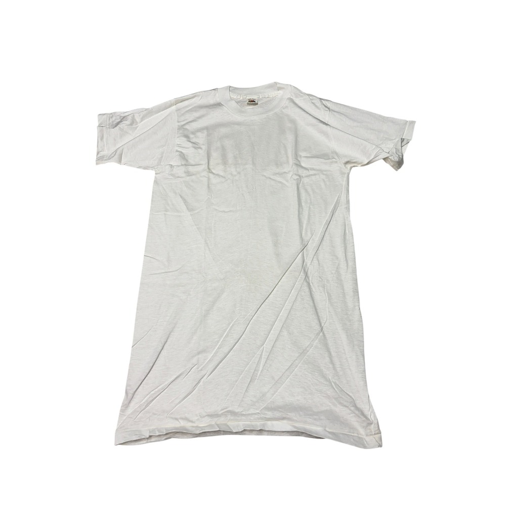 Vintage 70S 80S Fruit of the Loom White Blank T-Shirt Made USA Single Stitch M